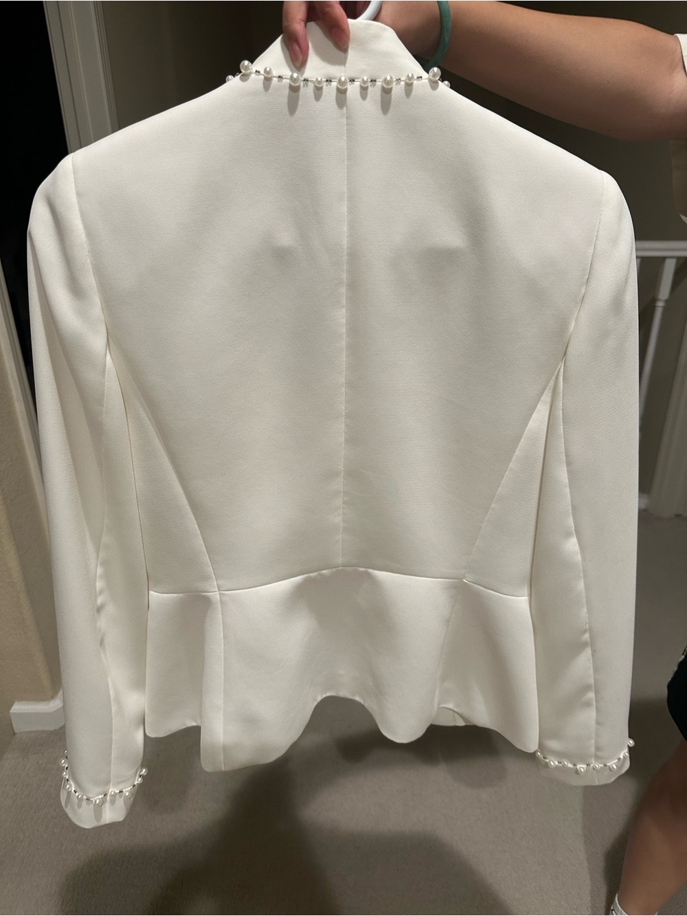 Like new never worn Tahari Cream Pearl-Trim Blazer - Picture 8 of 8